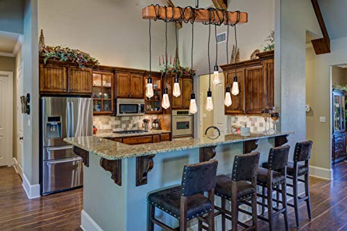 Farmhouse Lighting Wrapped Wood Beam Farmhouse Chandelier Pendant Light Fixture - Rustic Lighting Great for Kitchen Island Lighting, Dining Room, Bar, Industrial, and Billiard or Pool Table