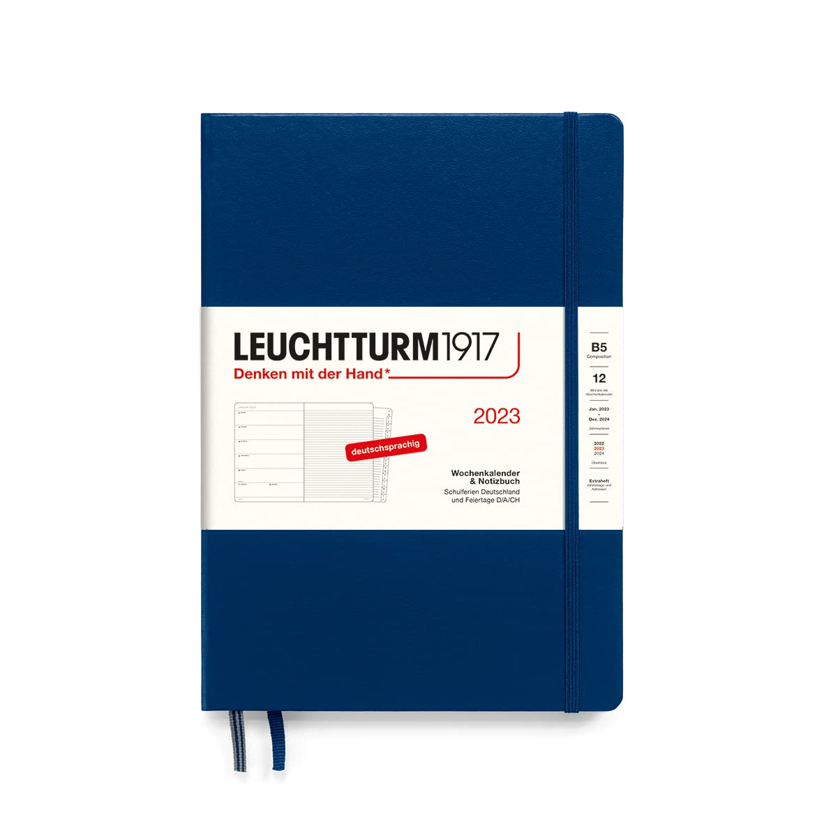 LEUCHTTURM1917 365663 Weekly Calendar & Notebook Composition (B5) 2023, 12 Months, Navy, German โ image 1