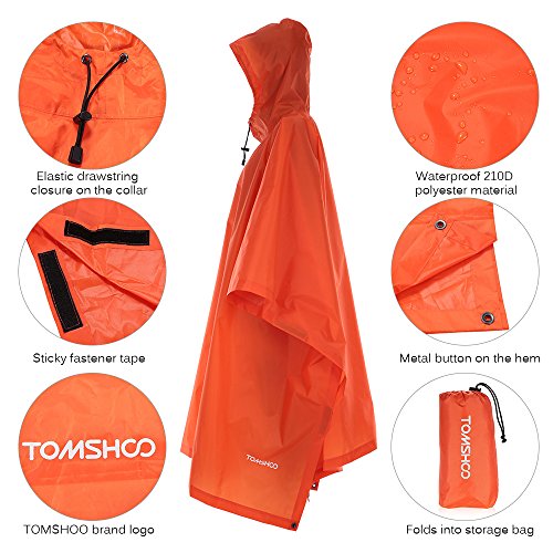 TOM SHOO Regenponcho, regenjas, waterdichte campingtent, dekzeil, 3-in-1 multifunctionele regenhoes voor jagen, kamperen… - Image 3