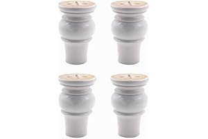 WEICHUAN Solid Wood Furniture Legs Bun Feet Replacement Sofa Couch Chair Ottoman Loveseat Coffee Table Cabinet TV Stand Dresser Wood Legs Set of 4 (4", White)