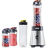 AEG PerfectMix SB 2500 Mini Mixer mit 0,4 PS-Power-Motor inklusive extra Trinkflasche 1 x bruchfeste 0,6 l + 2 x 0,3 l BPA-freie Tritan-Trinkflaschen