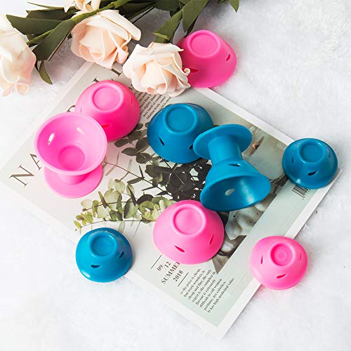 SUBANG 106 Pcs Silicone Hair Curlers Rollers Set Blue&Pink Hair Curlers including 50 Pcs Large Hair Rollers and 50 Pcs Small Magic DIY Hair Style Tools (Bonus: 2 Pcs Transparent Bag,4 Pcs Wig Cap) - Thumbnail 4