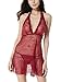 Women Lingerie Nightwear Lace Babydoll Strap Chemise Halter Mini Dress Red Large