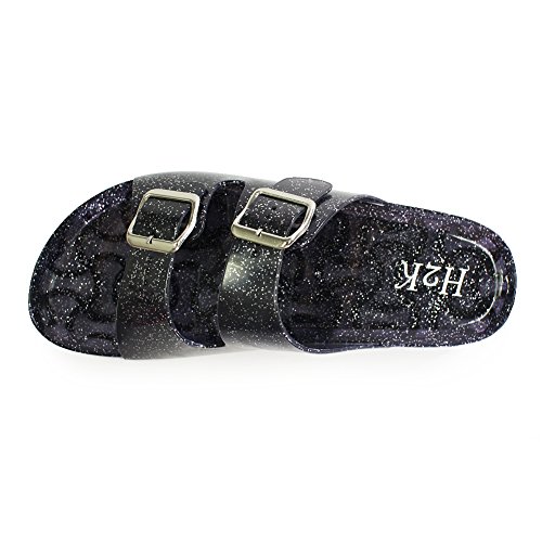 H2K Jelly Slippers for Women, JellyK' Women's Shiny Glitter Casual