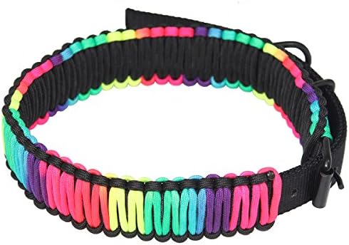 Fenibuk 550lb Braided Paracord Adjustable Dog Collar with Solid Metal Buckle for Large Strong Dog-Neck 17" to 23"