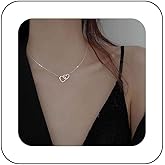 Erimberate Bohemian Interlocking Heart Choker Necklace Love Heart Pendant Necklace Gold Hollow Heart Choker Necklace Double Heart Necklace Jewelry for Women and Girls Gifts