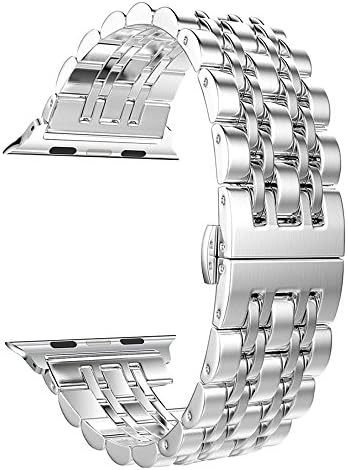 AOKAY Bands Compatible with Apple Watch 38mm 40mm 42mm 44mm Women Men, iWatch Strap Stainless Steel Metal Sport Bracelet with Butterfly Clasp Replacement Wristband for iWatch Series 5 4 3 2 1 Sport