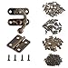 Alcoon 50 Sets Antique Bronze Mini Hinges and 30 Sets Antique Right Latch Hook Hasp with Replacement Screws for Wood Jewelry Box - Bronze Tone