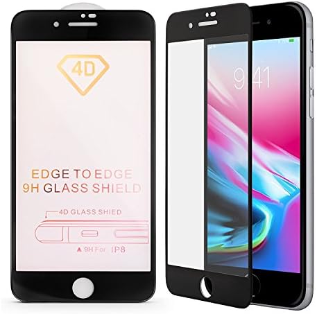 iPhone 6/6s Screen Protector Full Coverage Tempered Glass Screen Protector Film Edge to Edge Protection with Brightness 4D Touch 9H Hardness（Black)