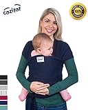 Navy Blue Baby Sling Wrap Carrier by Cozitot | Soft & Medium Stretchy Baby Carrier | All Cloth Baby Wrap | Small to Plus Size Baby Sling | Nursing Cover Wrap | Best Baby Shower Gift