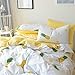 VClife Yellow Pineapple Print Bedding Sets 100% Cotton Full/Queen Size Geometric Pattern Duvet Cover Sets for Boy Girl Teens Fashion Fruits Plant Quilt Cover Sets