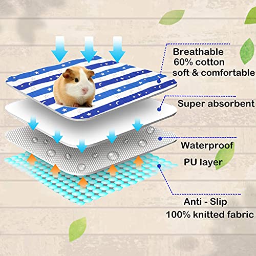 Linifar Guinea Pig Fleece Cage Liner, Anti Slip & Absorbent Guinea Pig Liner Bedding,2 Pack of