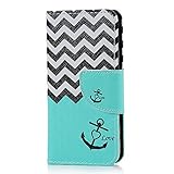 iPod Case iPod Touch 6 Case -MOLLYCOOCLE Stand Wallet Purse Credit Card ID Holders Magnetic Design Bule Wavy Pattern Premium PU Leather Ultra Slim Fit Flip Folio Cover for iPod Touch 6 6th Generation