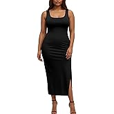 LunaSerah Womens Plus Size Summer Tank Dress Long Ribbed Square Neck Sleeveless Bodycon Sun Dress 2025