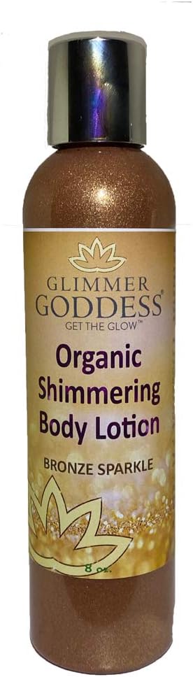 Organic Bronze Body Shimmer Lotion – Shimmer & Sparkle For All Skin Types – Chemical Free Shimmering Moisturizer by Glimmer Goddess