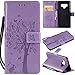Galaxy Note 9 Case,Samsung Note 9 Wallet Case,Galaxy Note 9 Flip Case PU Leather Emboss Tree Cat Flowers Folio Magnetic Kickstand Cover with Card Slots for Samsung Galaxy Note 9 Light Purple