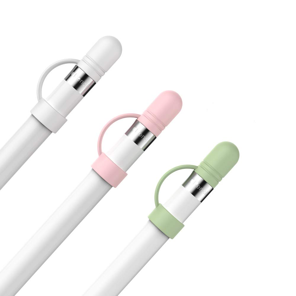 AhaStyle Silicone Replacement Cap Compatible with Apple Pencil 1st Generation 3 Pack Anti-lost Apple Pencil Cap Cover Accessories (White, Pink, Avocado Green)