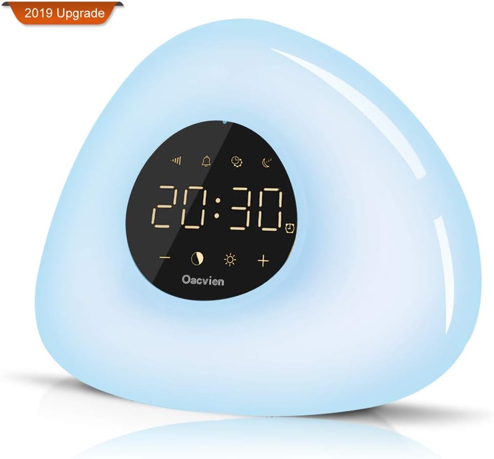 Wake Up Light LED with Sunrise/Sunset Simulation Alarm Clock Snooze Function Atmosphere Lamp 7 Color Bedside Night Light 10 Natural Sounds Ideal Gift
