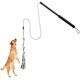 Gingull Outdoor Flirt Pole for Dogs - Interactive Toy Teaser Wand for Dogs Outdoor Chase and Tug of War Heavy Duty Dog Flirt Pole, Durable Pet Toys for Dog, Black