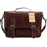 Men Briefcase Tote, Berchirly Vintage PU Leather Laptop Shoulder Messenger Bag for 14inch laptop