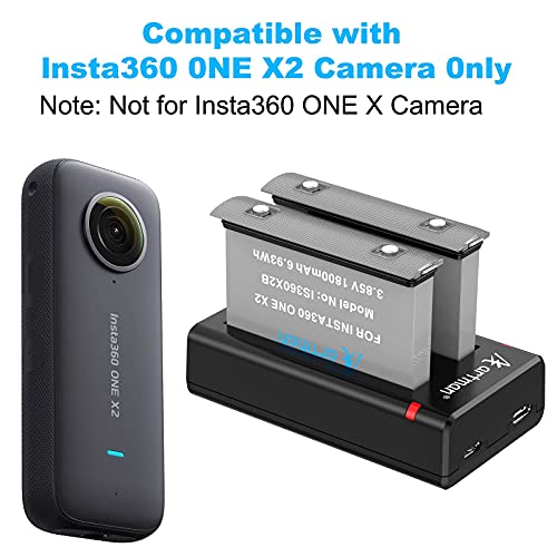 Insta360 ONE X2 Battery, Artman Insta 360 ONE X2 Battery 2Pack and Dual Mircro USB Charger Kit