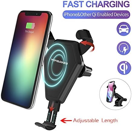 Wofalodata Fast Wireless Car Charger Stand for iPhone 8/8 Plus/X, 7.5W Quick Car Mount Air Vent Phone Holder Cradle for Samsung Galaxy S8/S8+/S7/S6 Edge LG, Sony and other QI Enabled Phones