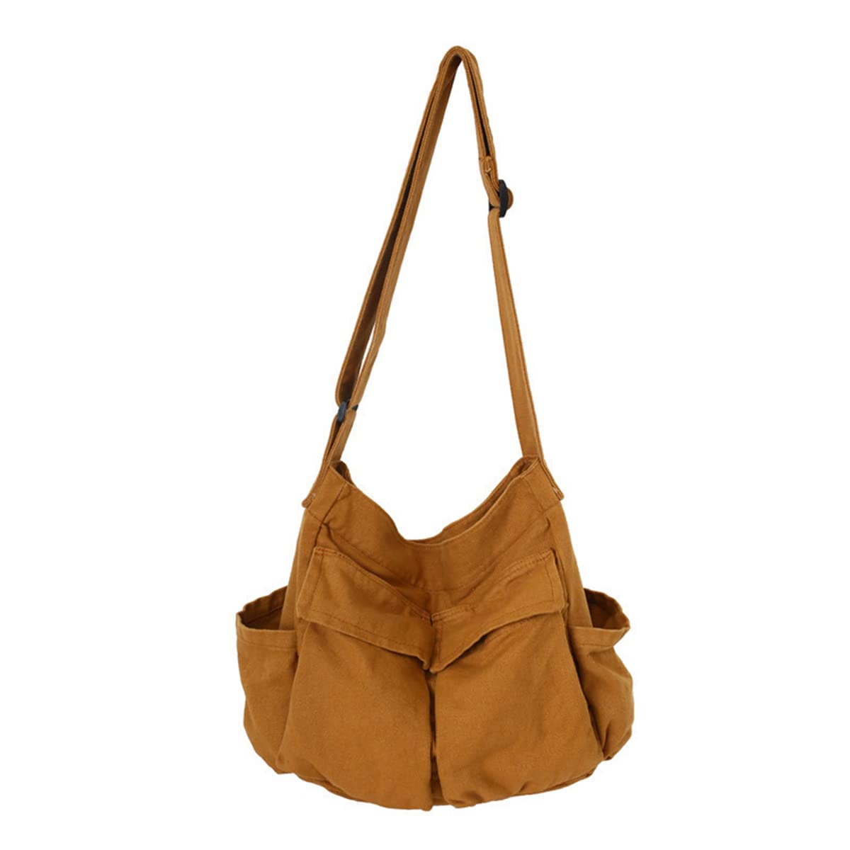 Photo 1 of GAXOS Aesthetic Cute Messenger Bag for School Vintage Brown Canvas Crossbody for Women Shoulder Laptop Bag
