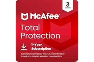 McAfee Total Protection 3-Device | AntiVirus Software 2026 for Windows PC & Mac, AI Scam Detection, VPN, Password Manager, Identity Monitoring | 1-Year Subscription with Auto-Renewal | Download