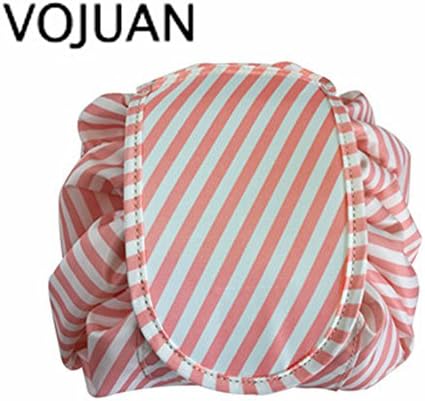 Fashion hanging Cosmetic Bag Large Capacity Lazy Makeup Toiletry Bag Multifunction Storage Portable Quick Pack Waterproof Travel Bag (Pink White Twill)