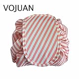 Fashion hanging Cosmetic Bag Large Capacity Lazy Makeup Toiletry Bag Multifunction Storage Portable Quick Pack Waterproof Travel Bag (Pink White Twill)