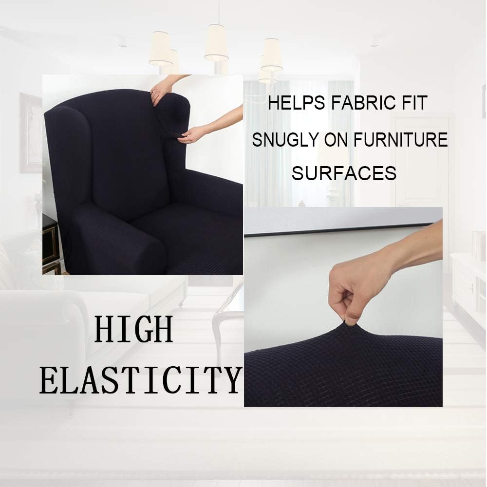 Youjoy Stretch Wingback Chair Slipcover 2-Piece Sofa Cover Furniture Protector Couch with Elastic Spandex Fabric Armchair Chair Slipcover,Navy: Kitchen & Dining