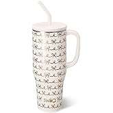 Swig Life 40oz Mega Mug, 40oz Tumbler with Handle and Straw, Extra Large Insulated Tumblers, Cup Holder Friendly Travel Mug (Pretty in Pearl)
