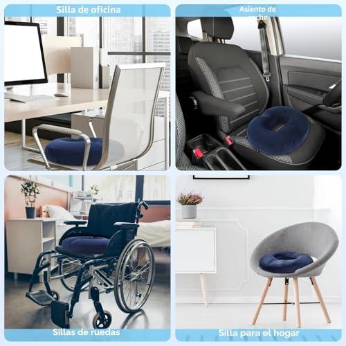 HOMCA Cushion for Coccyx Foam Hemorrhoids Cushion, Office Chair Cushion, Anti-decute Cushion for Office Seats, Wheelchair, Non-Slip Bottom, Washable Cover, Blue