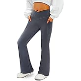 COPYLEAF Women's Flare Yoga Pants with Pockets V Crossover High Waisted Bootcut Yoga Leggings-Flare Workout Gym Leggings