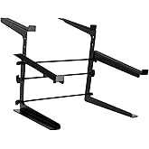 Rockville Rock2D2 Adjustable Dual Shelf DJ Controller Laptop Stand | Fits Laptops &amp; MIDI Keyboards, Adjustable Width/Height/Depth, Steel Construction, Rubber Grip Pads, Non-Slip Feet