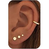 BSGRL Stud Earrings-14k Gold/White Gold Plated Tiny Snake Cz Flower Cartilage Stud Earrings Dot Stud Earrings Stacks Earrings Set for Women