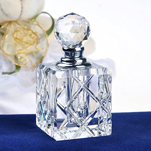 H&D Clear Cubic Carved Decor Refillable Perfume Bottle