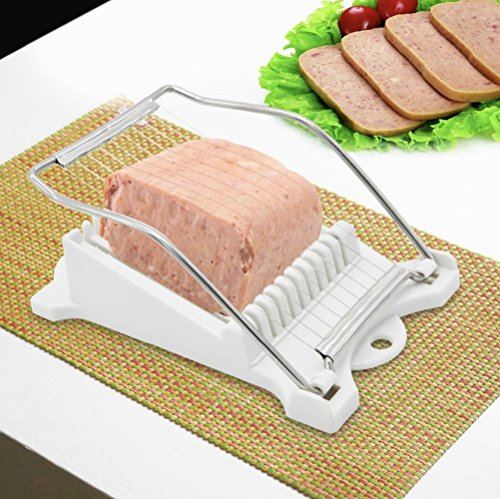 Luncheon Meat Slicer Boiled Egg Fruit Slicer Soft Food Cheese Sushi Cutter Canned Meat Cutting Machine with 10 Singing Cutting Wires ( White)