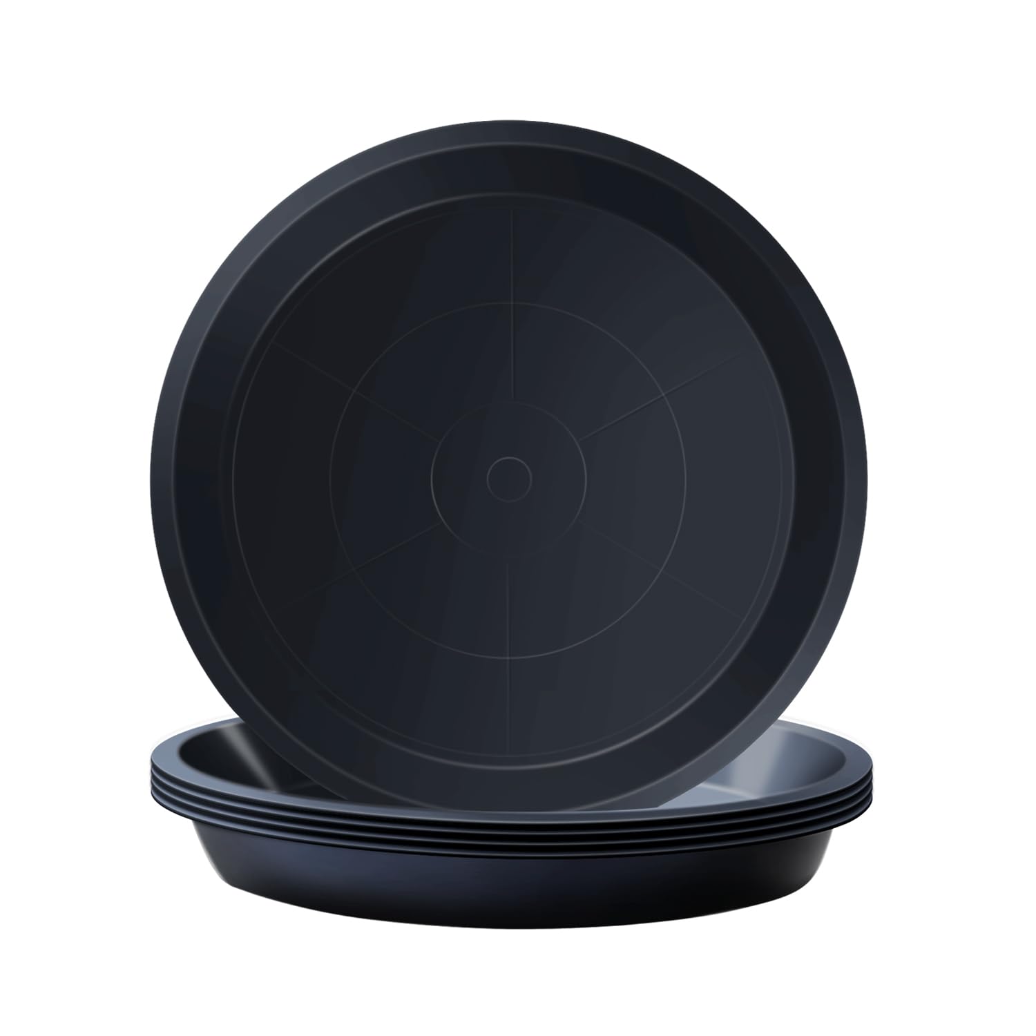 Kunjocy Pack of 5 Black Plant Pot Saucers, 21 CM Round Plant Pots Trays Garden Plant Saucer Plant Plastic Plate Pot Tray for Garden Indoor Outdoor Fit Plant Pot up to 18 CM (Black, Outer 21 CM)