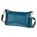 SEALINF Women's Cowhide Leather Clutch Handbag Small Shoulder Bag Purse (acid blue)