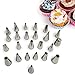 Piping Tips Set By Amisk Birthday Cake Decorations Icing Assorted Nozzles Kit Baking Tools Also For Cupcakes Pastry Cookies Macarons Weddings | Durable Food Grade Stainless Steel | 24 Per Storage Box