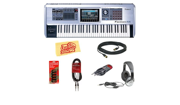Amazon Com Roland Fantom G6 Music Workstation Bundle With Headphones Foot Instrument Cable 10 Foot Midi Cable 10 Foot Xlr Cable Velcro Cable Ties And Polishing Cloth Musical Instruments