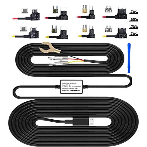 Pruveeo Smart Acc Hardwire Kit for Dash Cam Enables Parking Mode Monitor, Low Voltage Protection, Gift 8 Fuse Tap Cable and Installation Tool