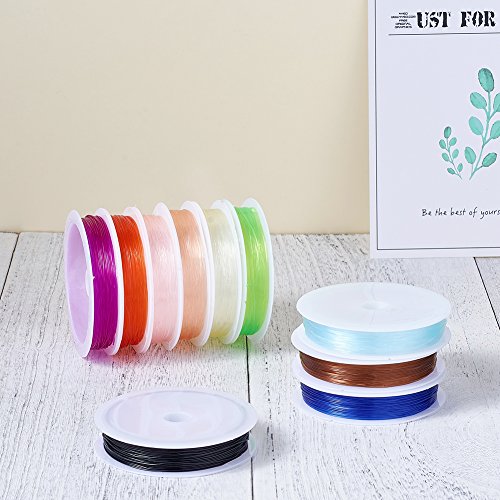 Pandahall 10 Rolls Jewelry Beading Cords Crystal Thread for Stretch Bracelet Making, Mixed Color, 0.8mm 10m/roll