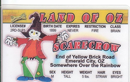 Scarecrow LAND OF OZ Novelty Drivers License / Fake I.d. Identification for Wizard of Oz / Ray Bolger / W.W. Denslow Fans