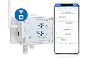 UbiBot GS1-AETH1RS Ethernet & WiFi Temp/Humidity/Illumination Sensor, Data Logger, External Probe, Scheduled Reports, Multiple Alert, Support Local Deployment (2.4GHz WiFi & Ethernet, No Hub Required)