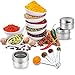 Sanquility 24 Magnetic Spice Tins, 117 PVC Spice Labels, 4 Stainless Steel Measuring Spoons and Recipes E-book Round Storage Spice Jars Set of 24, Clear Top Lid with Sift or Pour