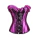 Zhitunemi Women's Satin Steel Boned Waist Trainer Corset Lace Up Boned Low Back purple Medium