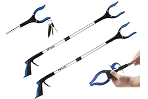 2- Pack 32 inch FDA Registered GrabRunner Folding Reacher Grabber Tool with Magnetic(Blue/Blue)