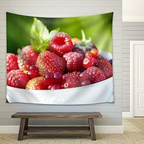 Closeup of Fresh Ripe Berries - Fabric Tapestry, Home Decor - 51x60 inches